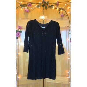 Abercrombie black lace lace-up dress
